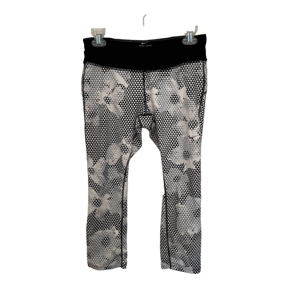 Nike | Epic Run Cropped Patterned Legging Black Gray Size M
